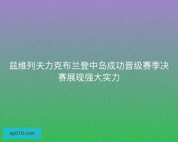 兹维列夫力克布兰登中岛成功晋级赛季决赛展现强大实力